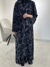 C 1549 Black Chiffon Printed Abaya