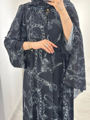 C 1549 Black Chiffon Printed Abaya