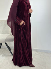C 1545-01 Maroon Velvet Abaya