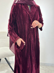 C 1545-01 Maroon Velvet Abaya