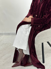 C 1545-01 Maroon Velvet Abaya