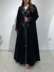 C 1564 Black Floral Embroidered Abaya