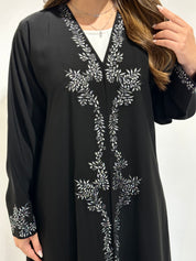 C 1564 Black Floral Embroidered Abaya