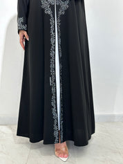 C 1564 Black Floral Embroidered Abaya