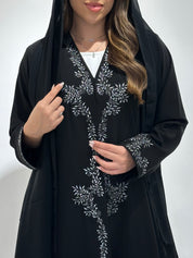 C 1564 Black Floral Embroidered Abaya