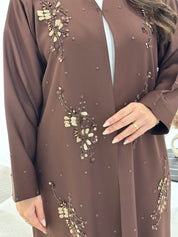 C 1336 Brown Beaded Abaya