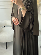 C 1517-06 Olive Premium Nada Pleated Abaya