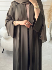 C 1517-06 Olive Premium Nada Pleated Abaya