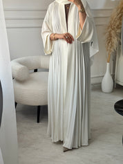 C 1517-02 White Premium Nada Pleated Abaya