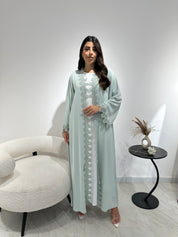 C 1338 Mint Green Lace Abaya