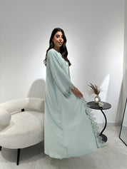 C 1338 Mint Green Lace Abaya