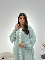C 1338 Mint Green Lace Abaya