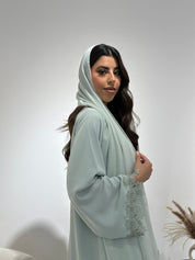 C 1338 Mint Green Lace Abaya