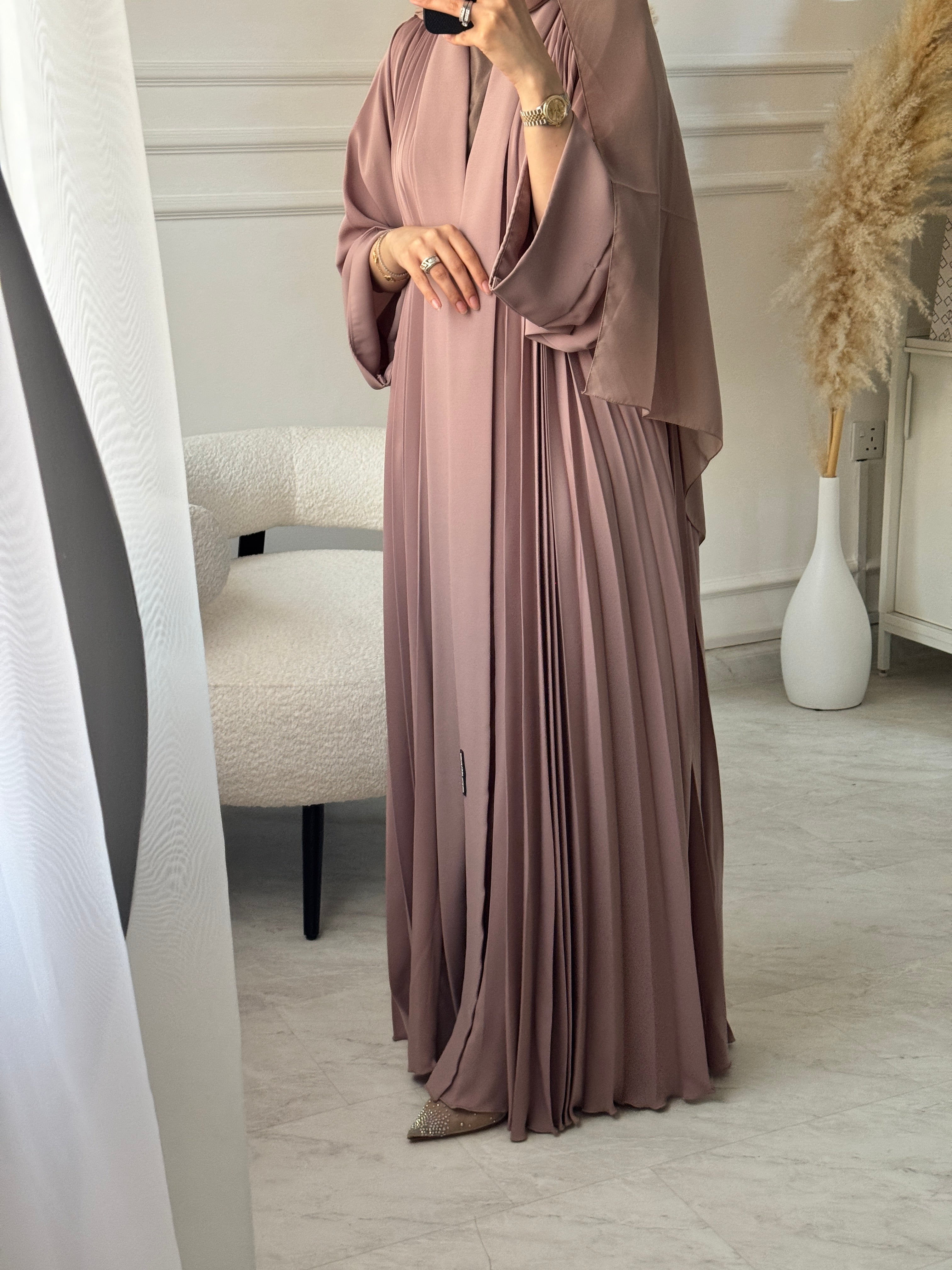 C 1517-10 Rose Premium Nada Pleated Abaya