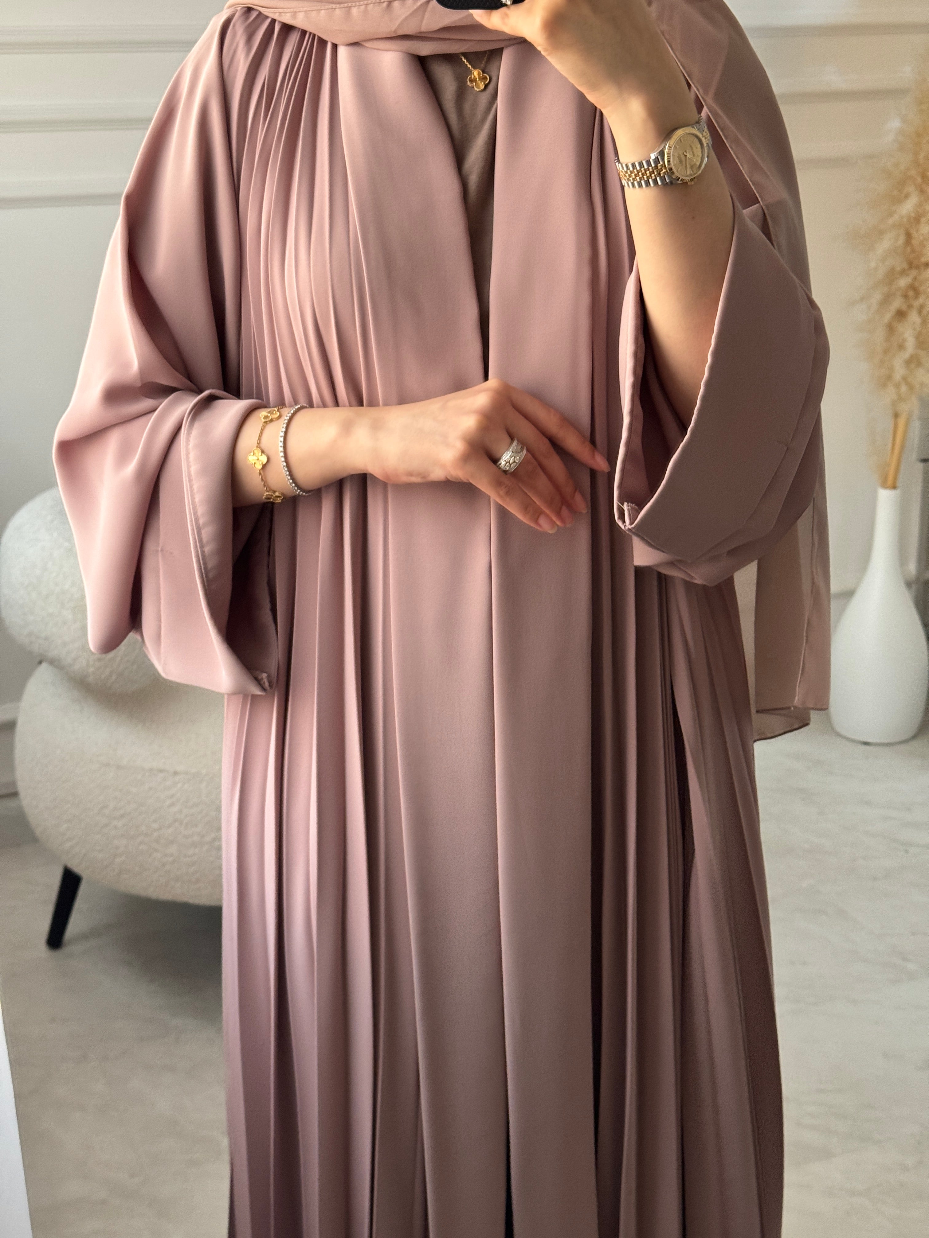 C 1517-10 Rose Premium Nada Pleated Abaya