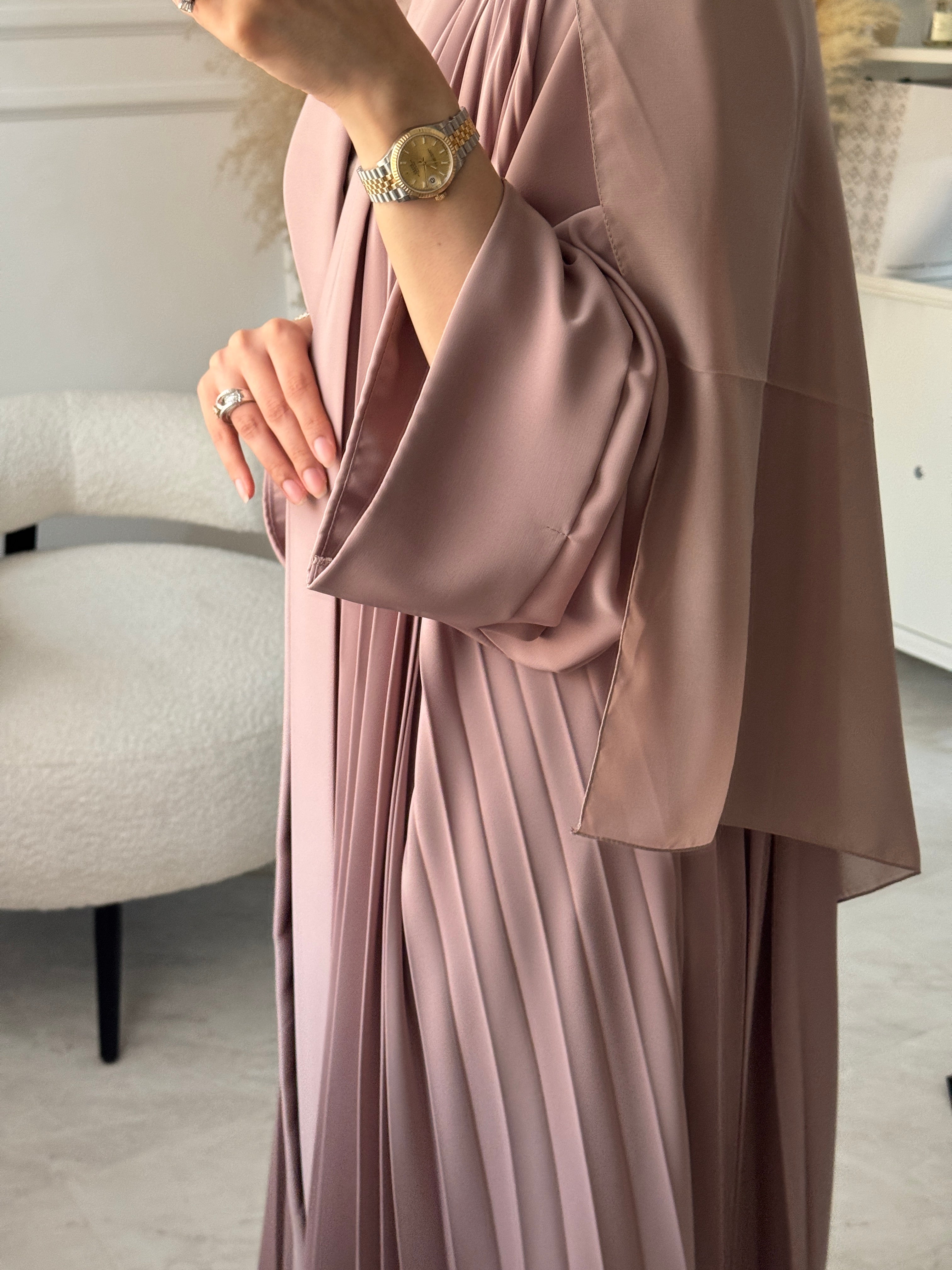 C 1517-10 Rose Premium Nada Pleated Abaya