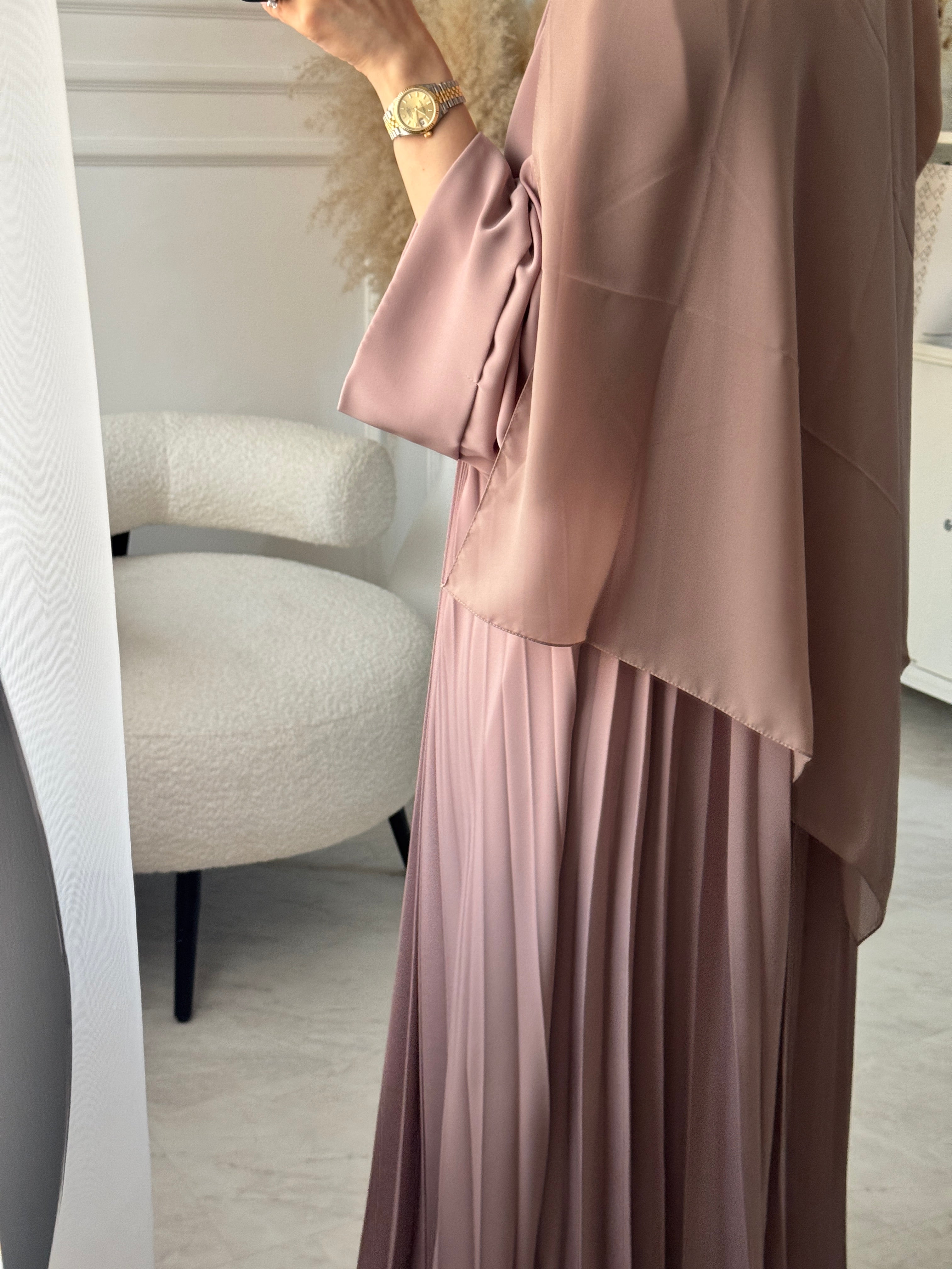 C 1517-10 Rose Premium Nada Pleated Abaya