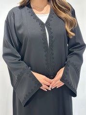 C 1570 Black Embroidered Abaya