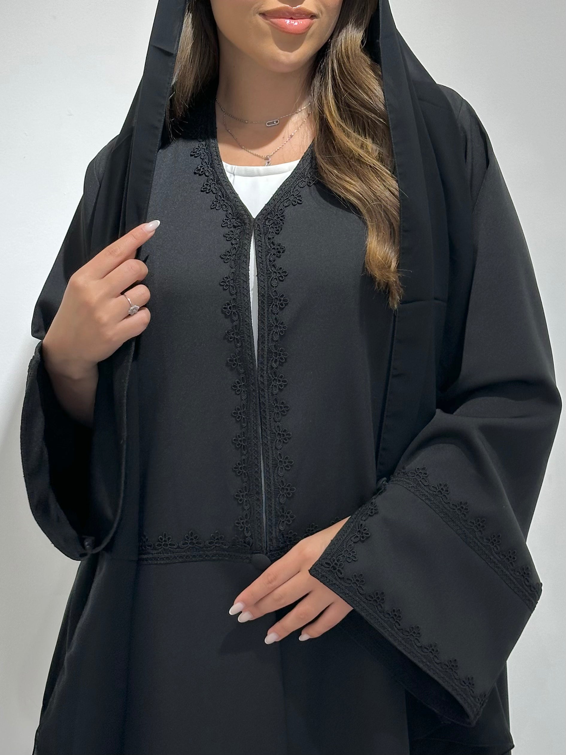 C 1570 Black Embroidered Abaya