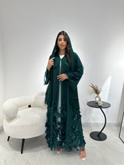 C 1339 Pine Green Dantel Abaya