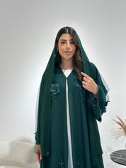 C 1339 Pine Green Dantel Abaya
