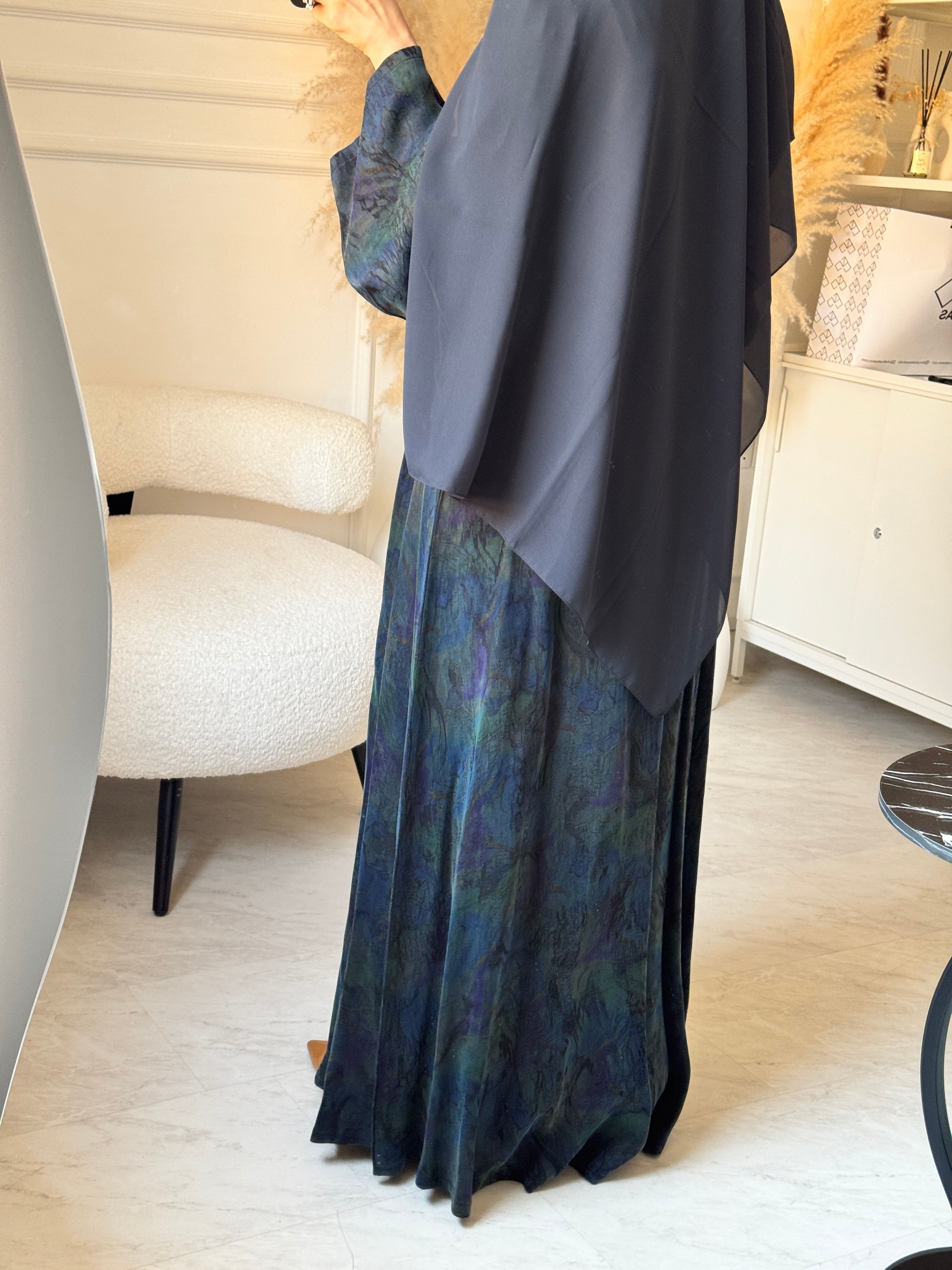 C 1518-06 Blue Green Abaya