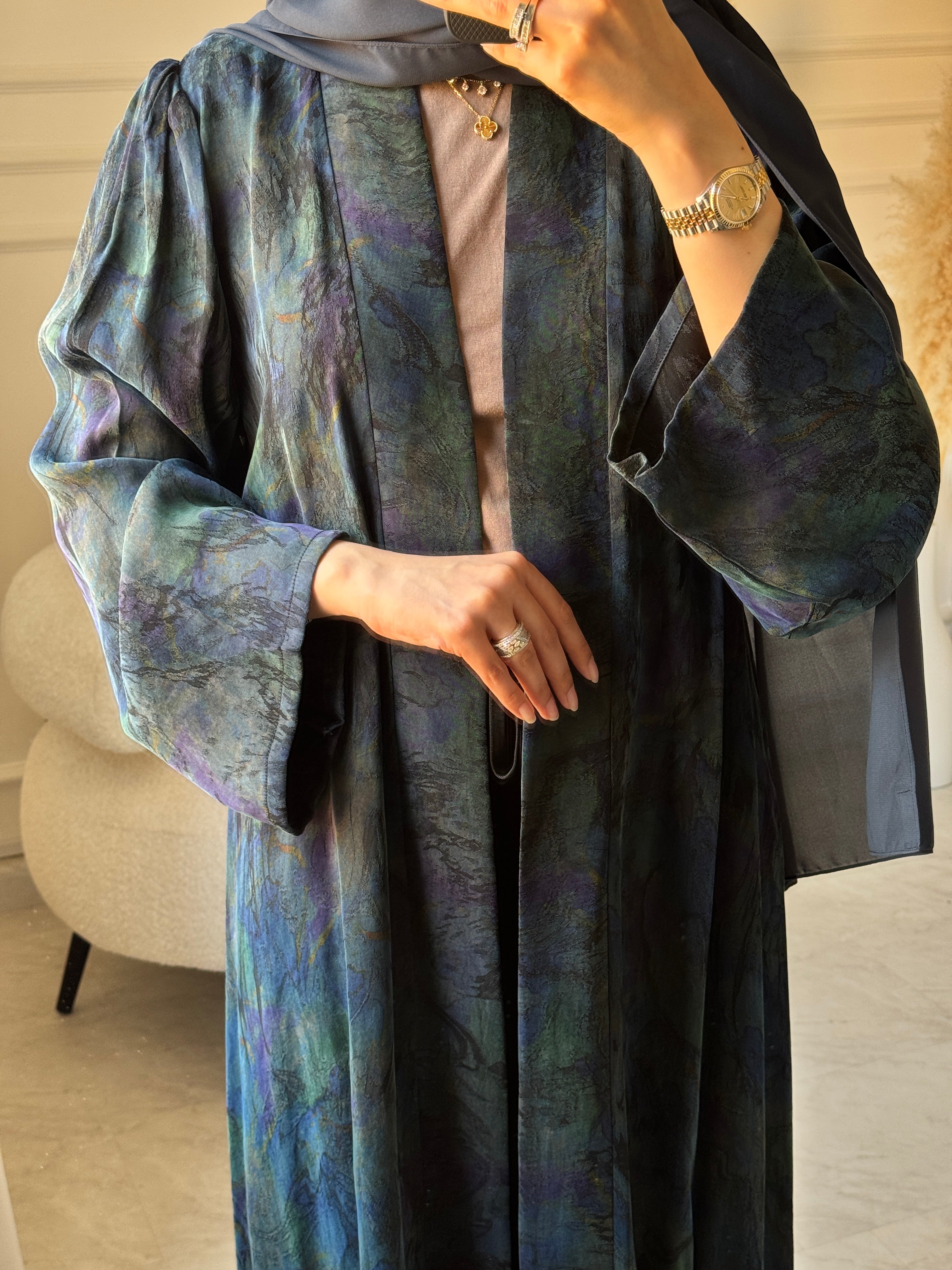 C 1518-06 Blue Green Abaya