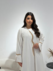 C 1343 Ivory Beaded Abaya