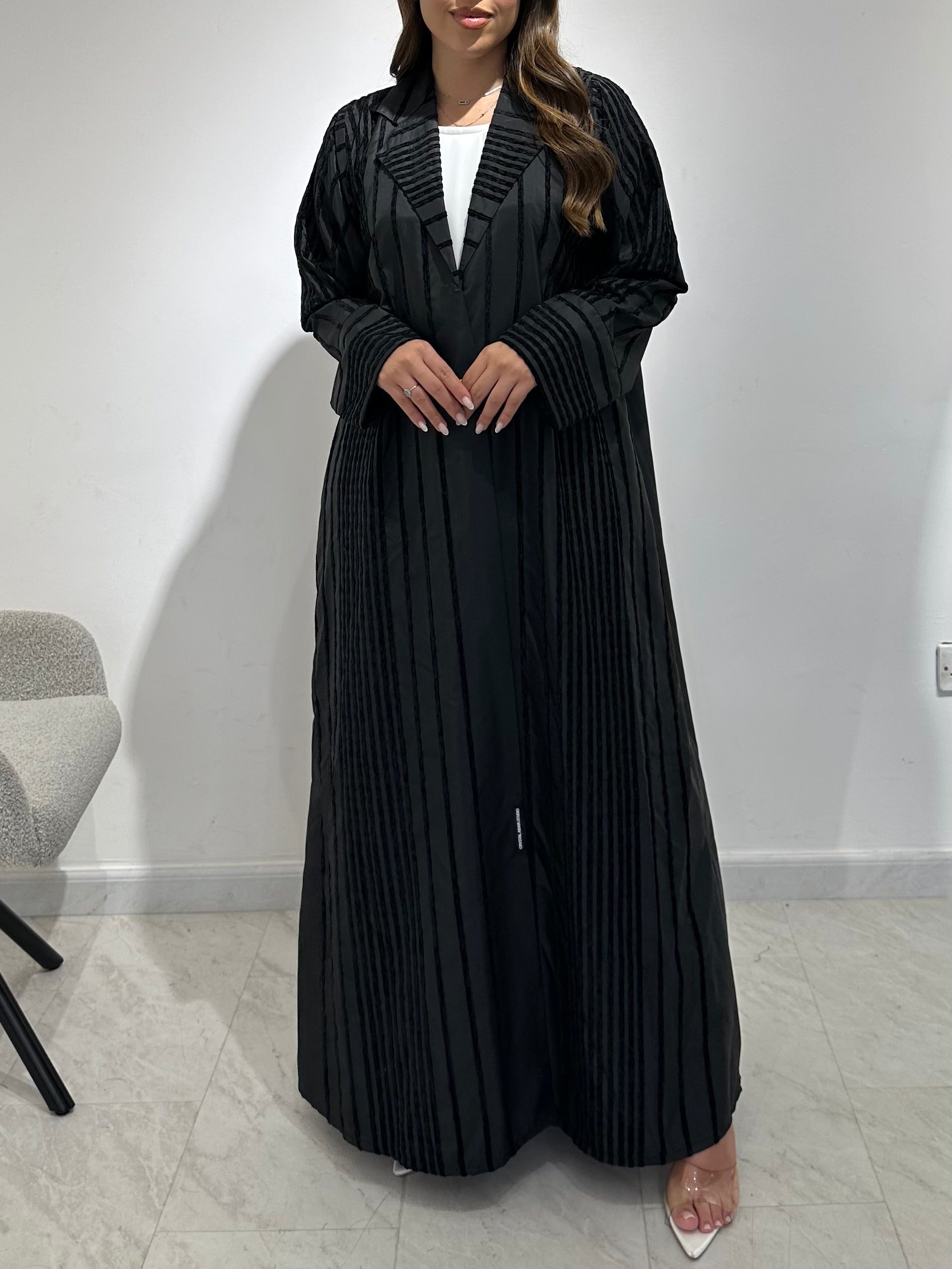 C 1578 Black Striped Abaya
