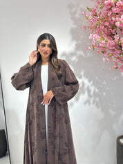 C 1159 Brown Premium Printed Abaya