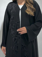 C 1580 Black Velvet Lace Abaya