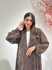 C 1159 Brown Premium Printed Abaya
