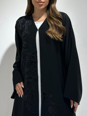 C 1580 Black Velvet Lace Abaya