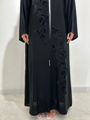 C 1580 Black Velvet Lace Abaya