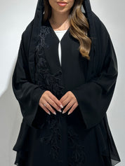 C 1580 Black Velvet Lace Abaya