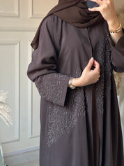 C 0881 Brown Beaded Abaya