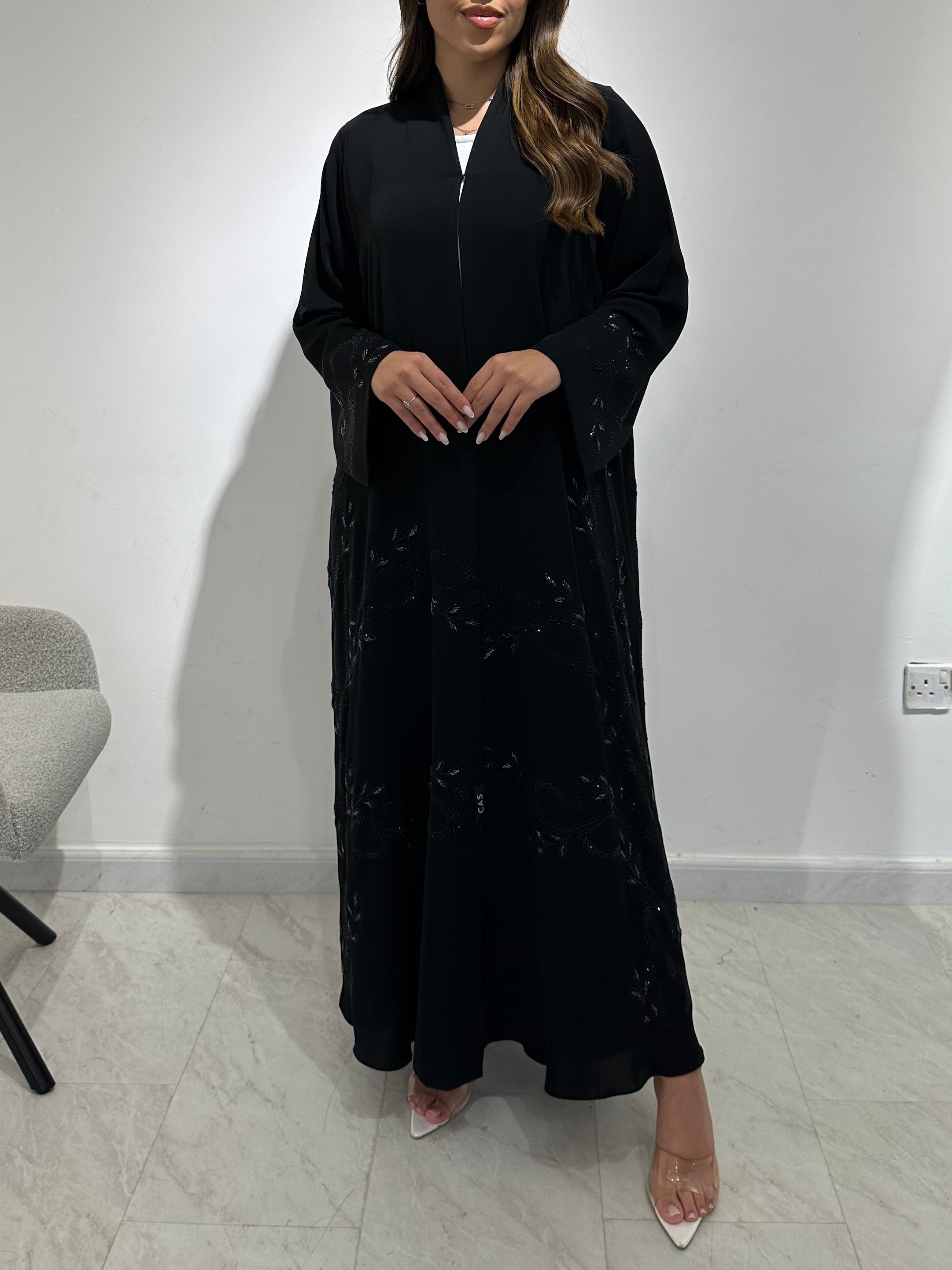C 1583 Black Beaded Abaya