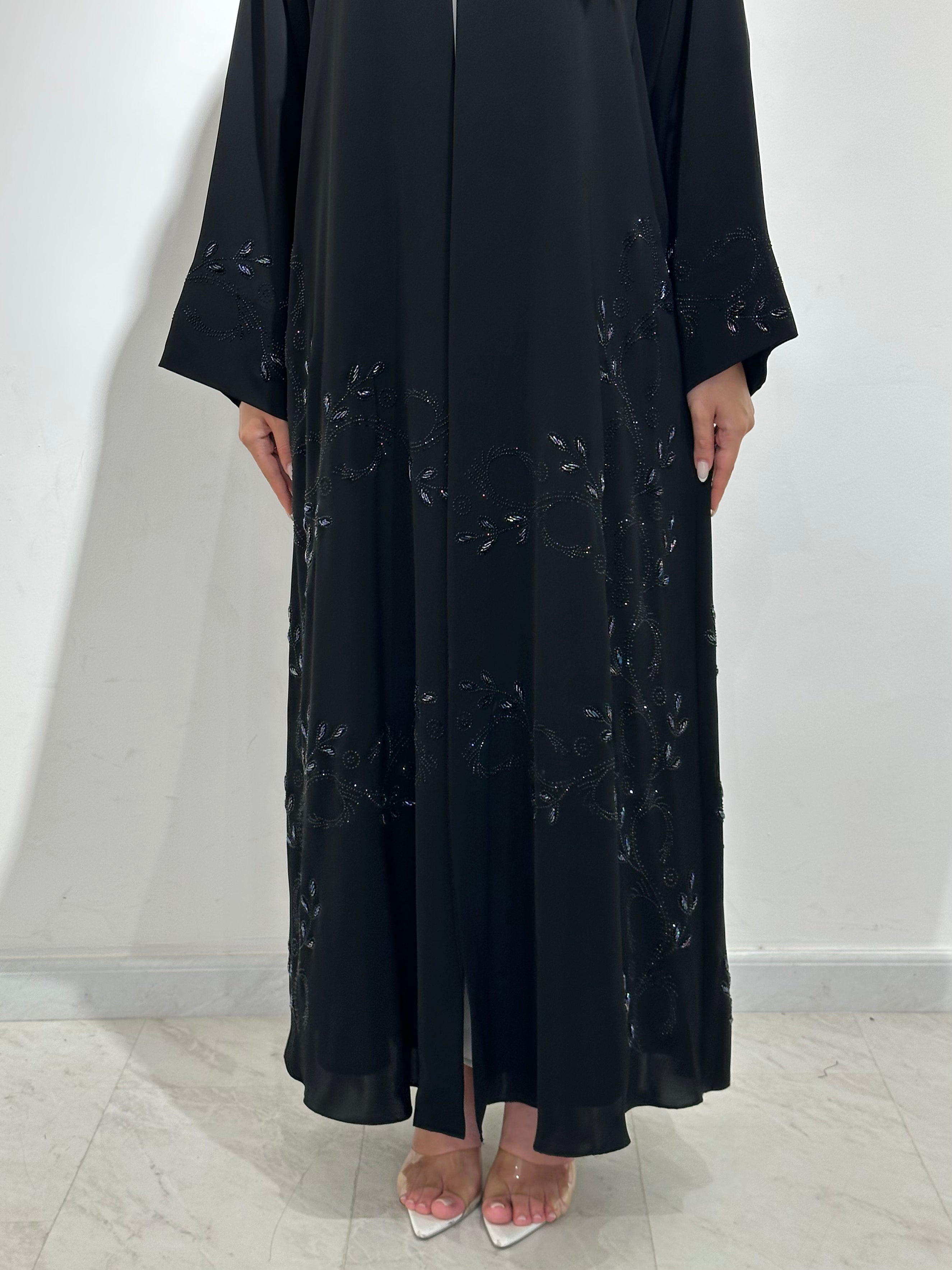 C 1583 Black Beaded Abaya
