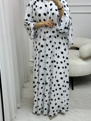 C 1528-02 White Polka Dot Abaya