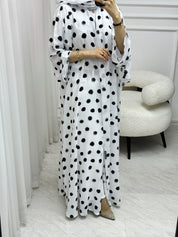 C 1528-02 White Polka Dot Abaya