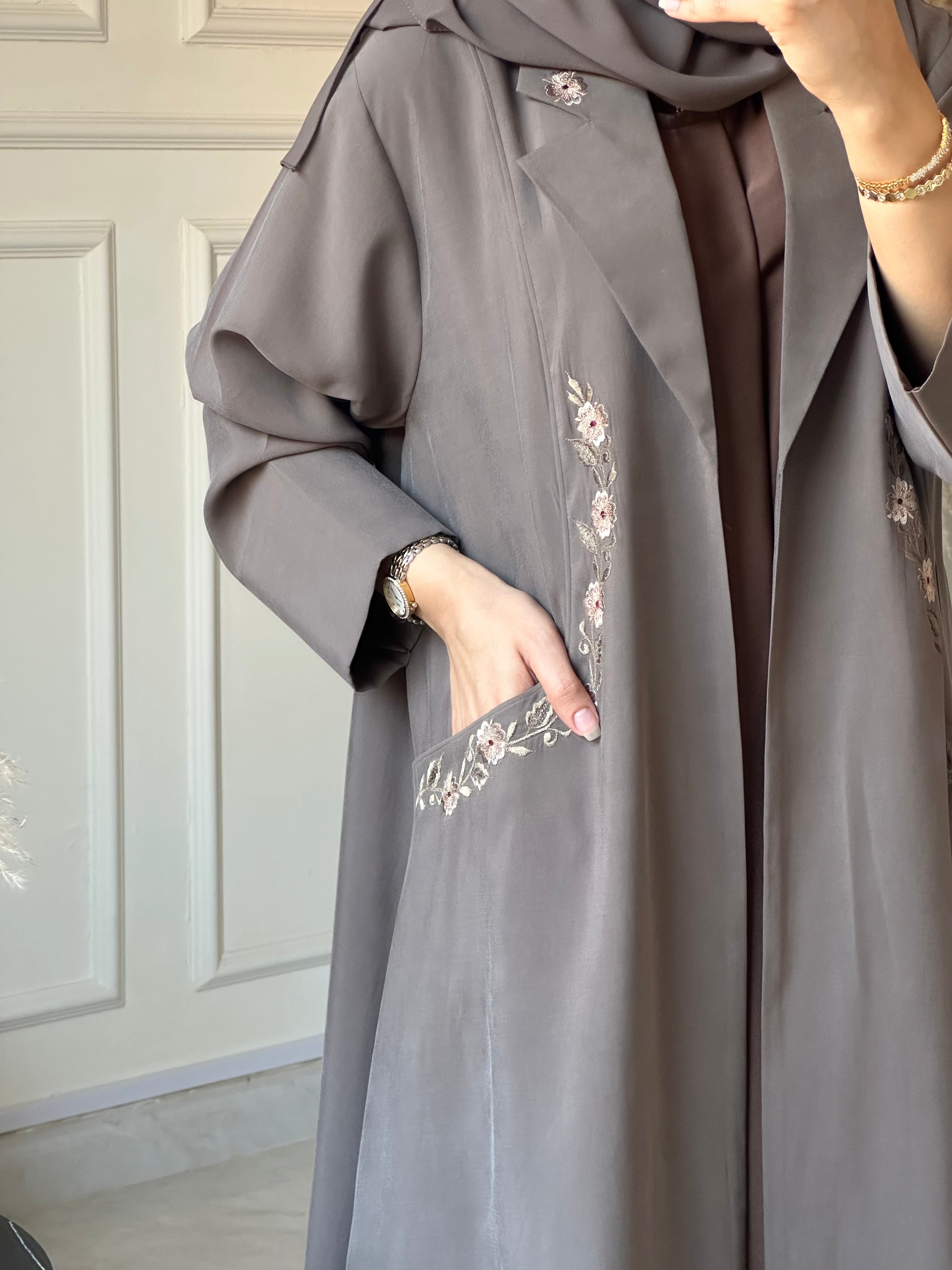 C 0883 Brown Coat Abaya