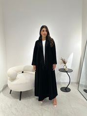 C 1349 Black Coat Beaded Abaya