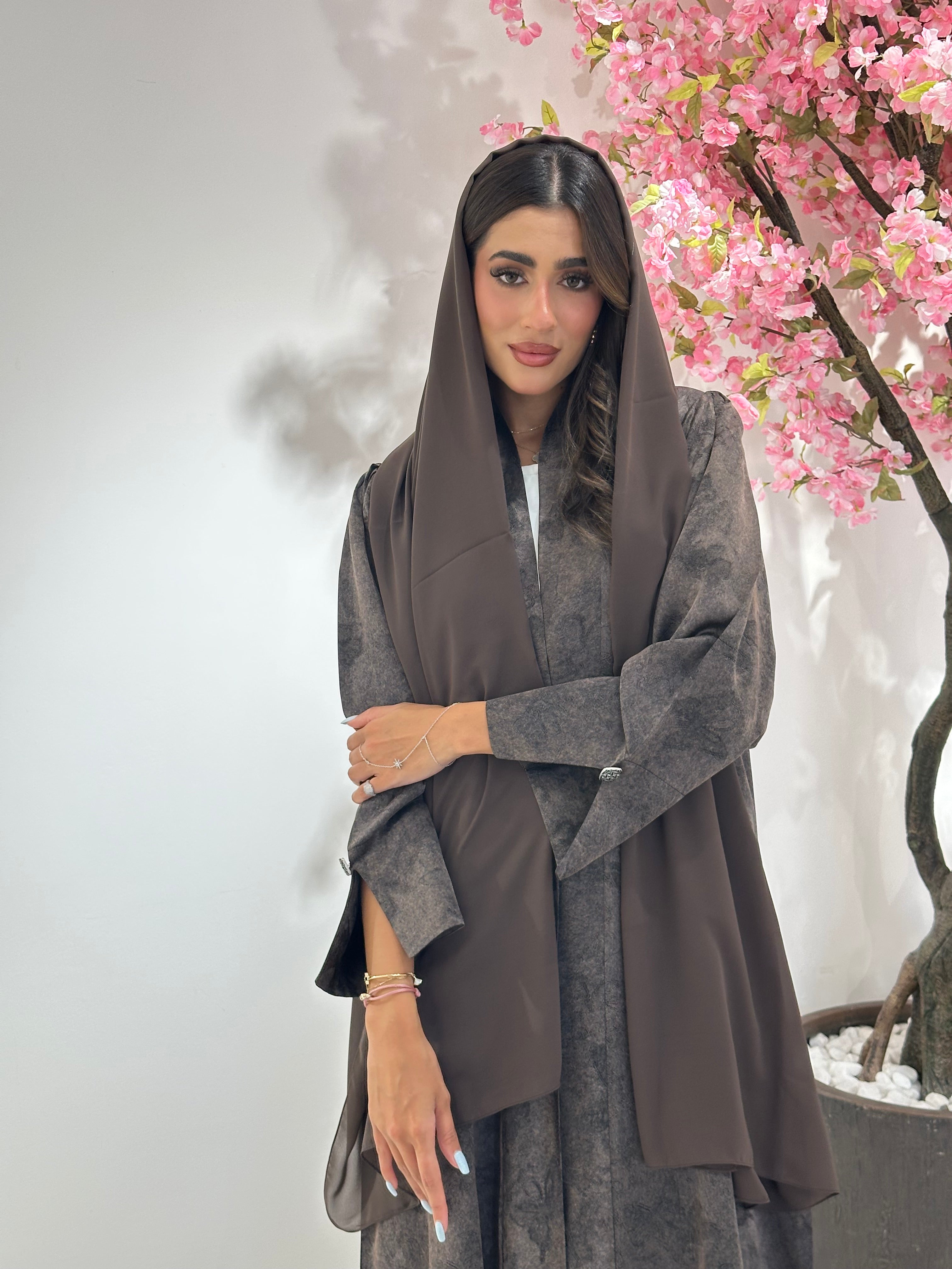 C 1161 Brown Premium Printed Abaya