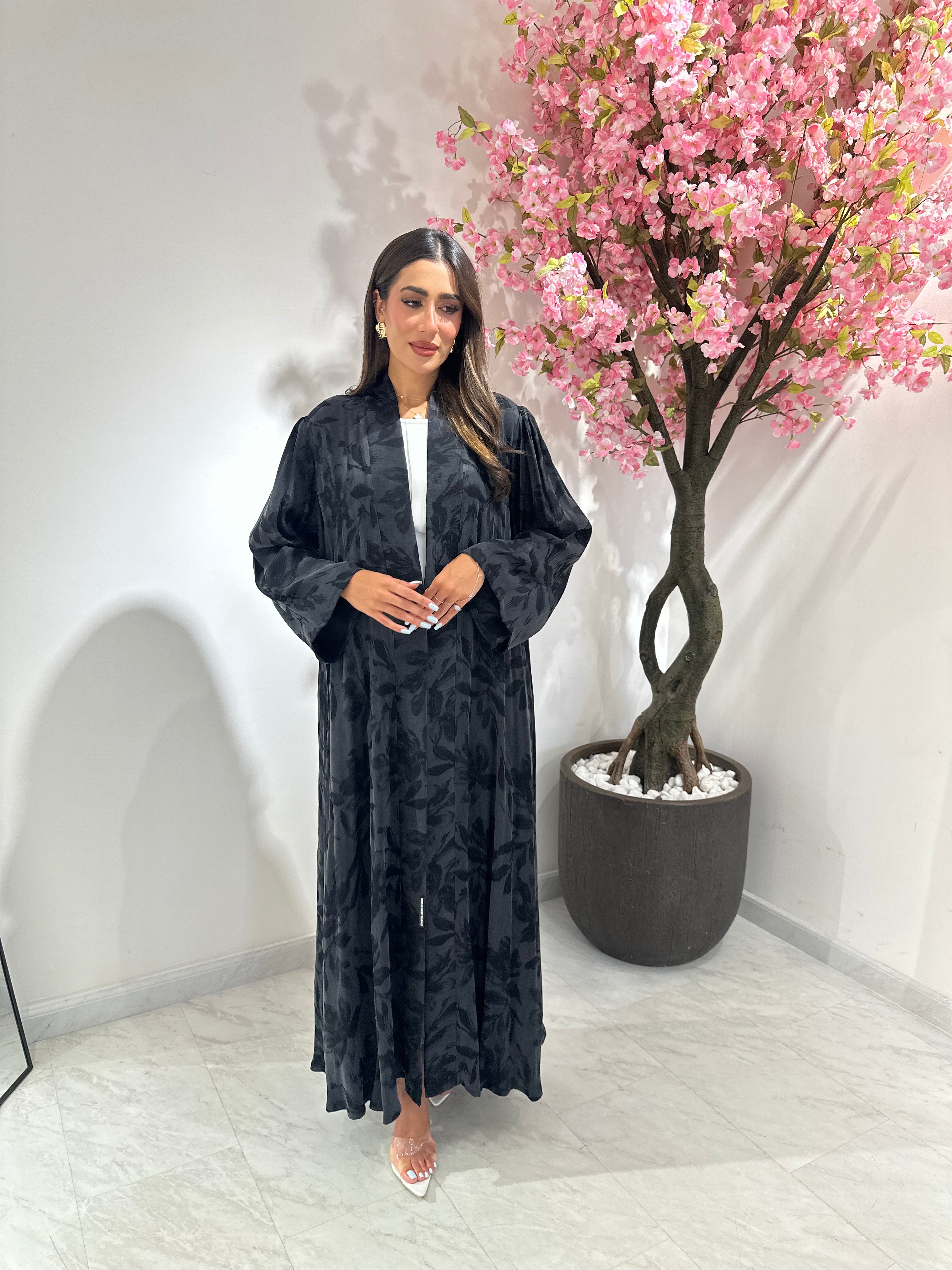 C 1162 Black Premium Printed Abaya
