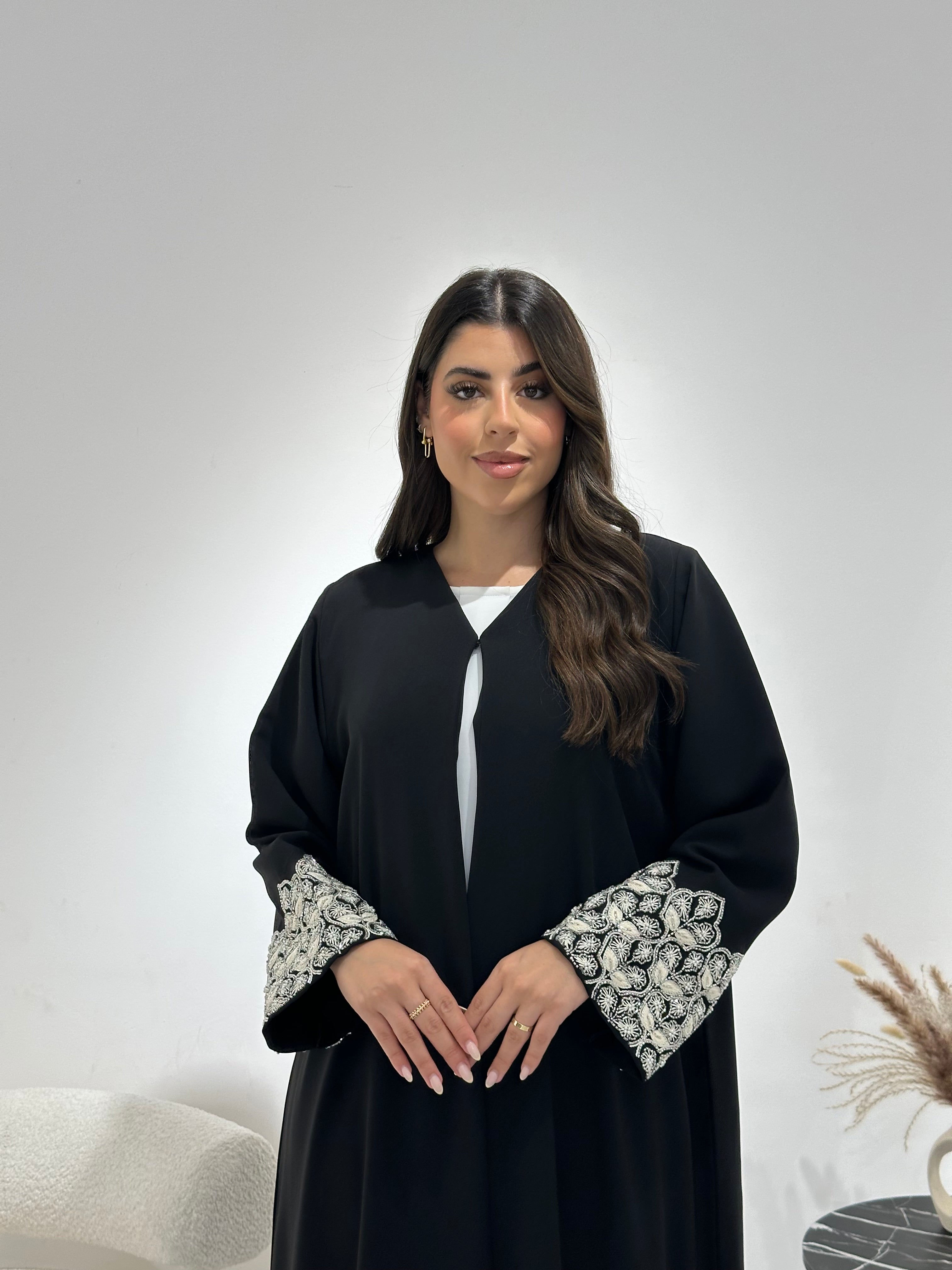 C 1350 Black Beaded Abaya