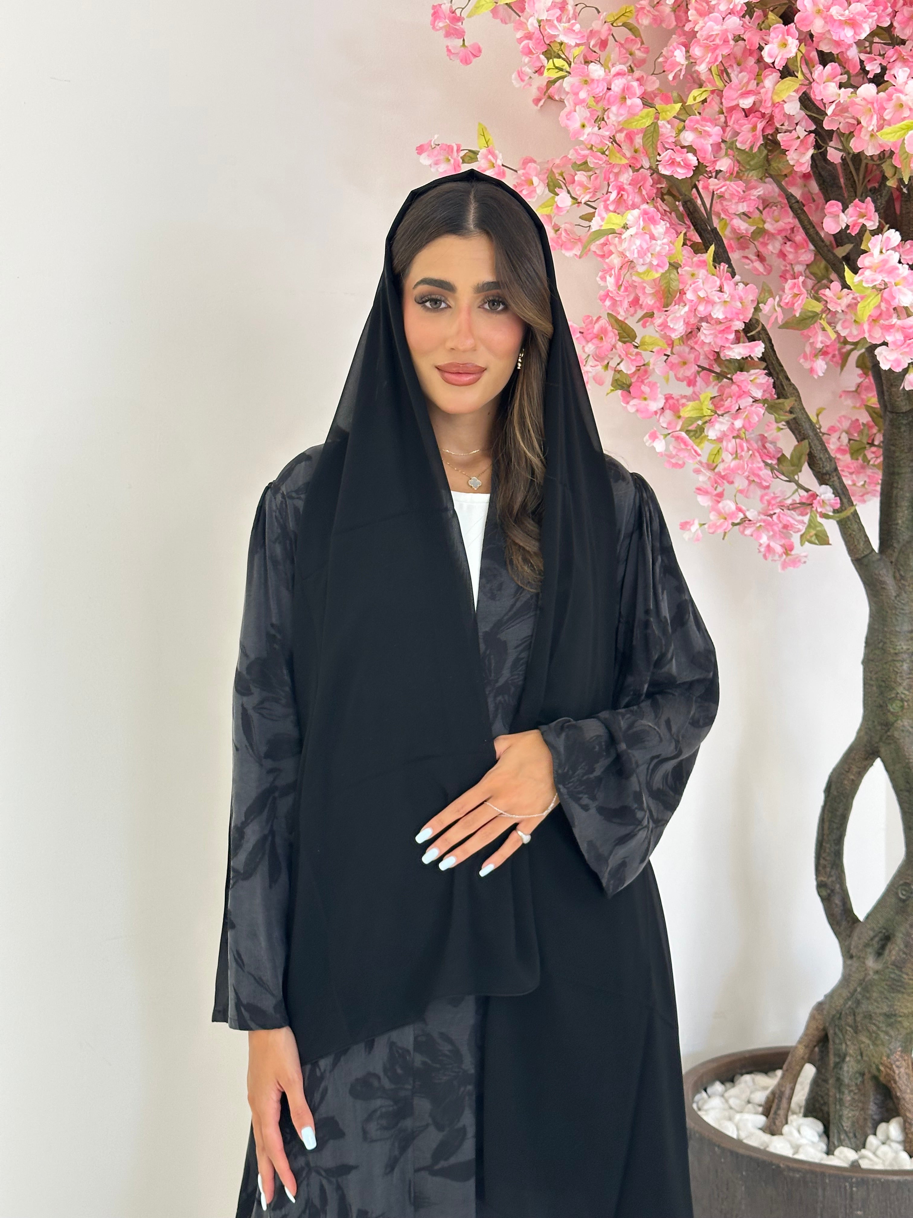 C 1162 Black Premium Printed Abaya