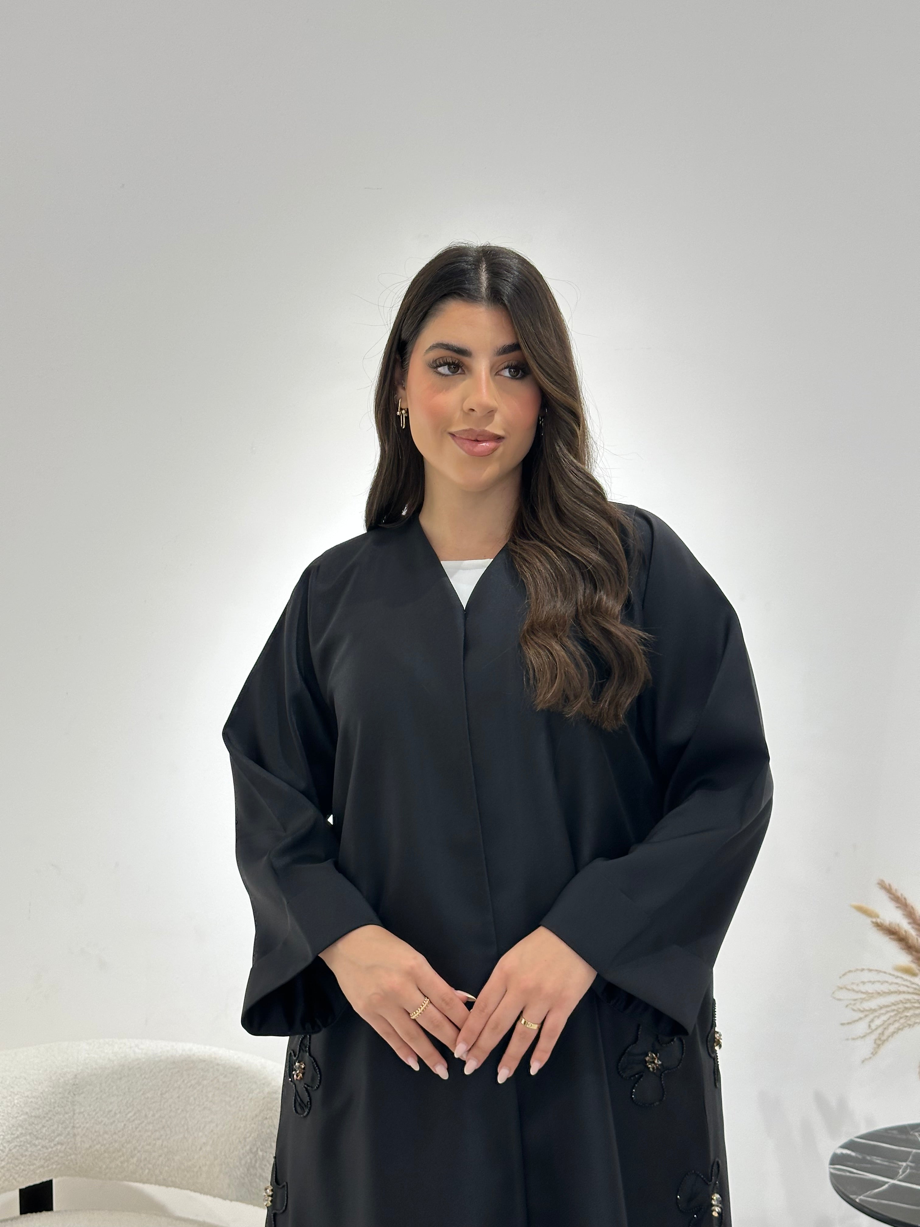 C 1351 Black Beaded Abaya