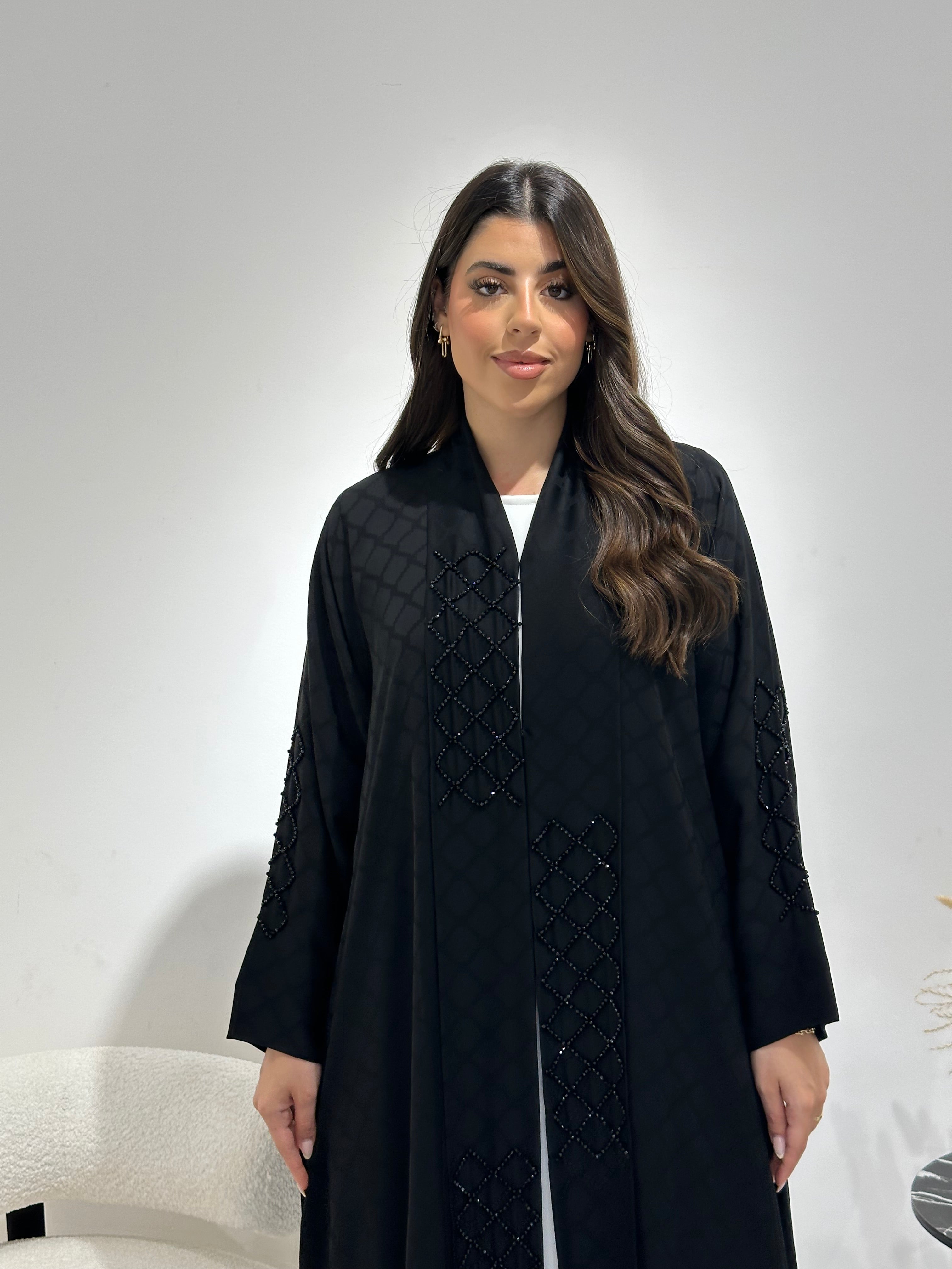 C 1352 Black Beaded Abaya