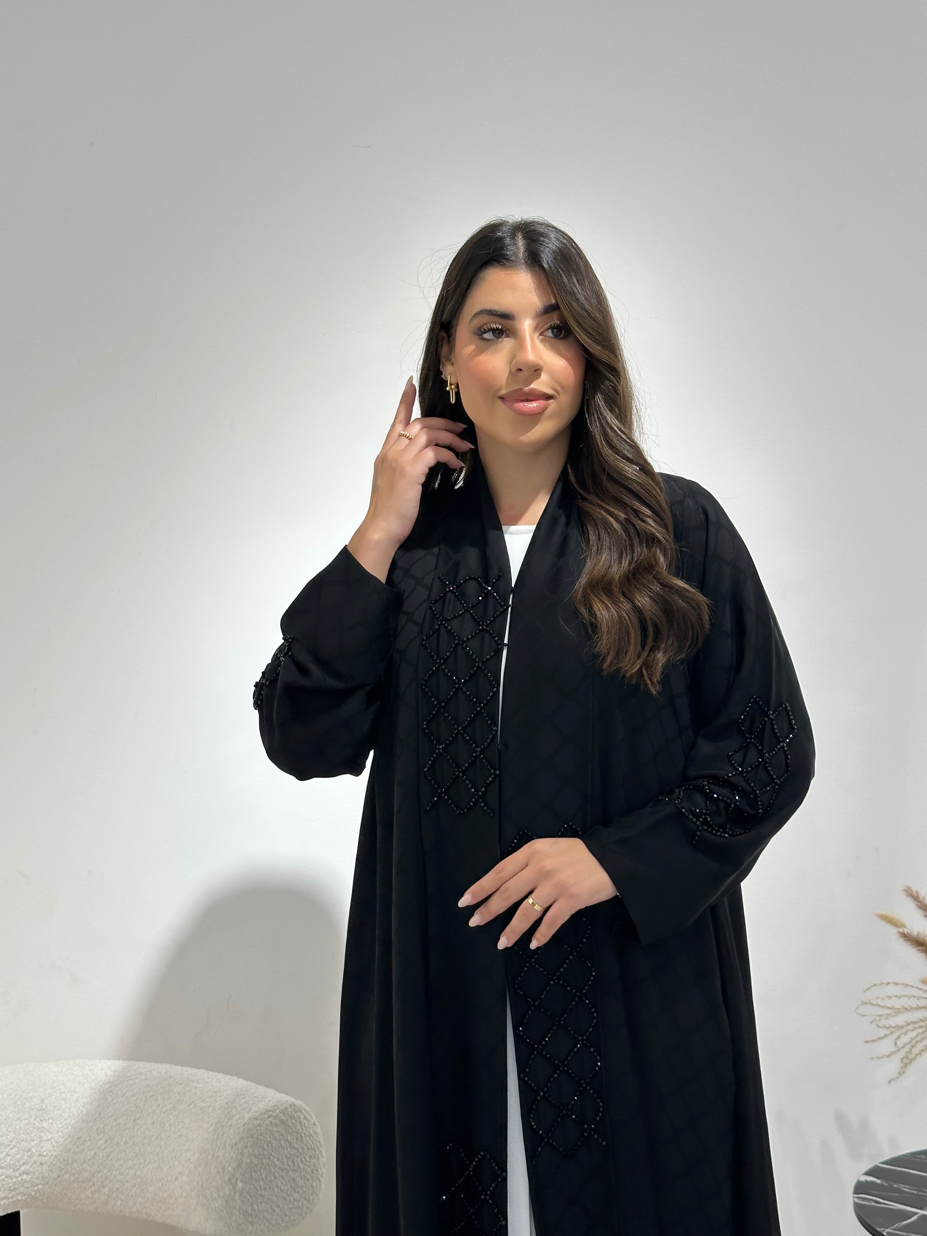 C 1352 Black Beaded Abaya