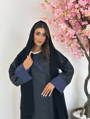 C 1163 Black Blue Printed Abaya